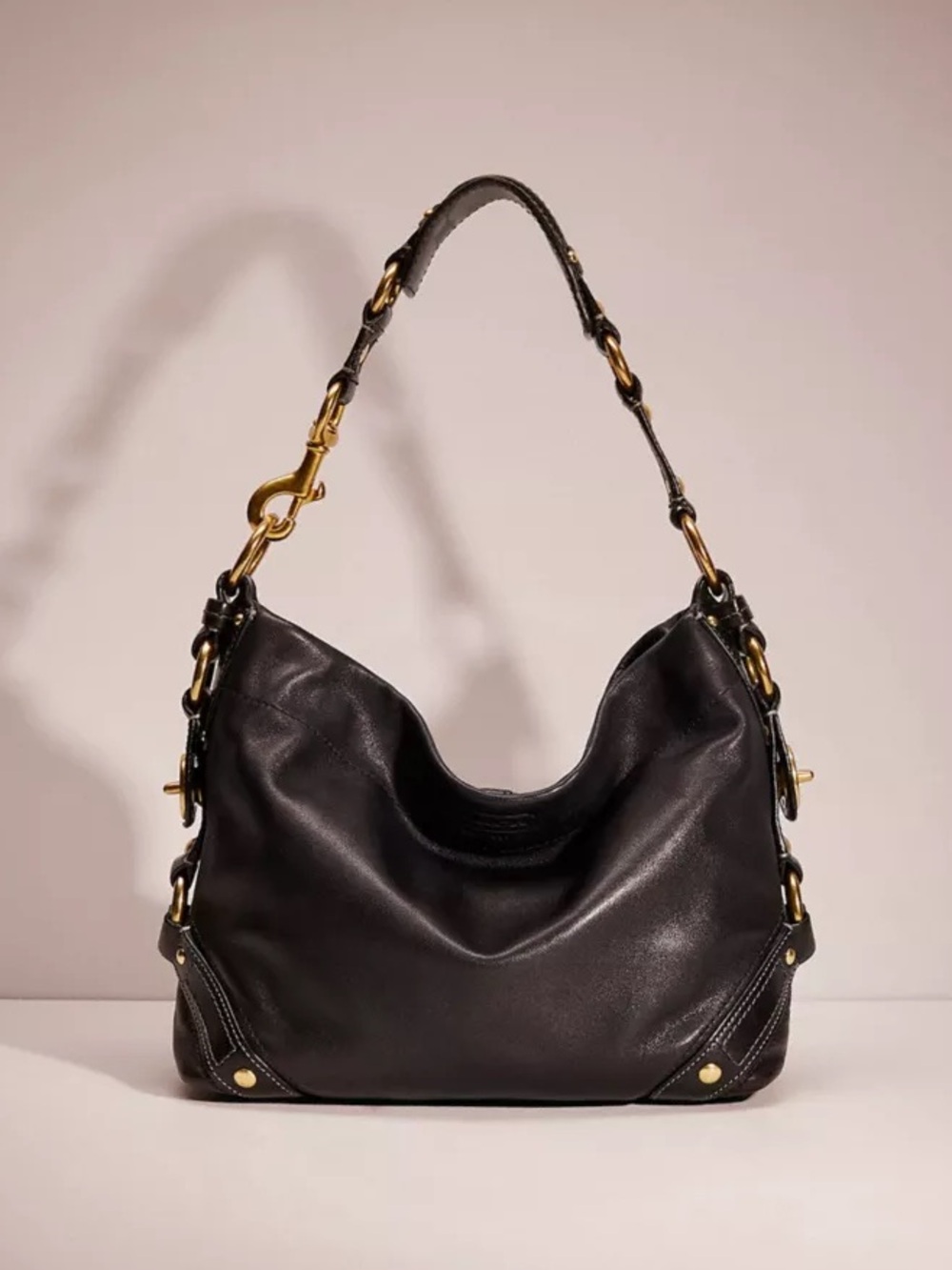 Y2K Coach Carly Black Leather Hobo Bag 10615